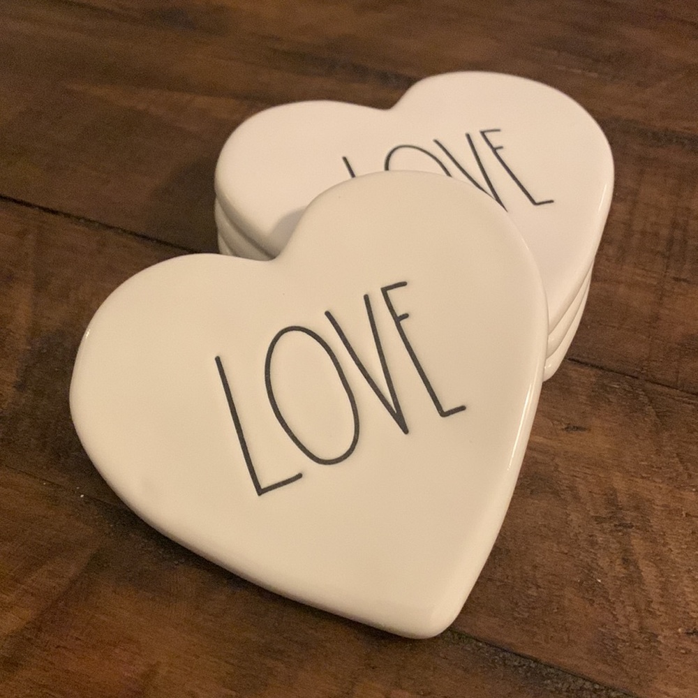 Rae Dunn ceramic coasters set of four ‘LOVE’